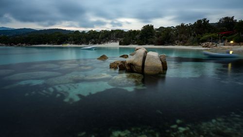 Scenic view of lake against sky