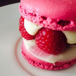 Close-up of ice cream served on table