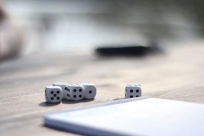 Close-up of camera on table