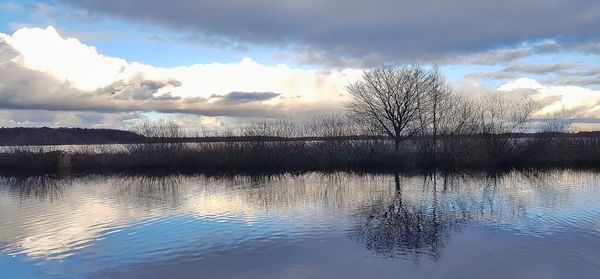 Scenic view of lake against sky