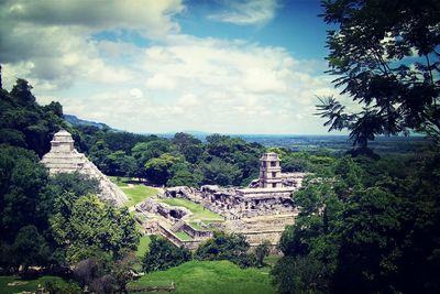 Ancient temple against sky