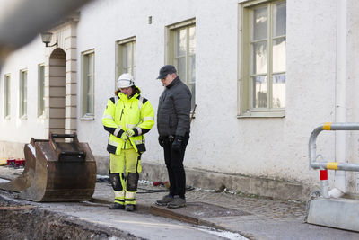 Worker in reflective clothing during work