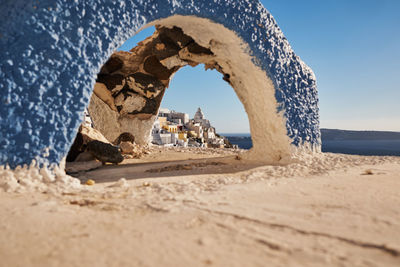 Scenic view of beach against clear sky