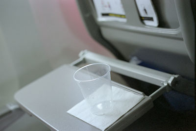 High angle view of drink on table