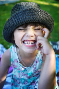 Portrait of cute girl smiling