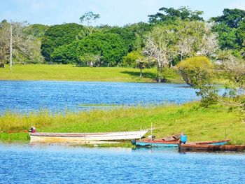 Scenic view of lake against sky