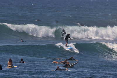 People enjoying in sea