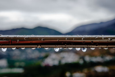 Close-up of water against sky