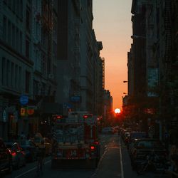 City street at sunset