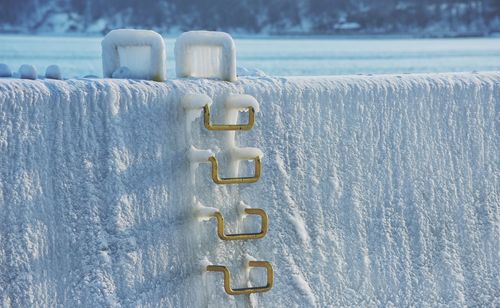 Close-up of snow on sea