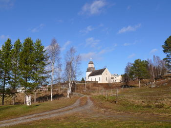 Built structure on grassy landscape