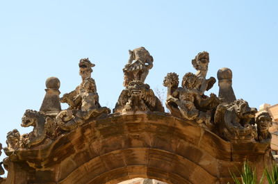 Low angle view of statue against clear sky