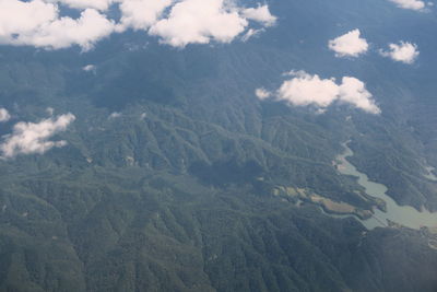 High angle view of dramatic landscape against sky