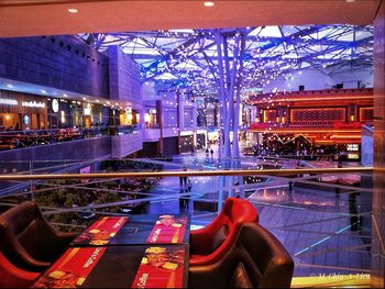 Digital composite image of illuminated restaurant at night