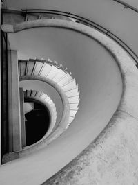 Directly above shot of spiral staircase in building