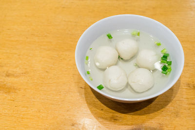 Close-up of salad in bowl on table
