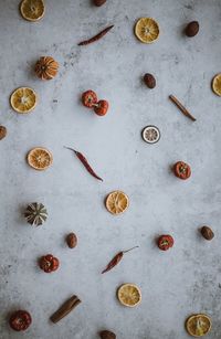 Full frame shot of dried fruits on table during christmas