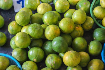 High angle view of apples for sale in market