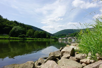 Scenic view of lake against sky