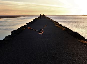 Scenic view of sea against sky at sunset