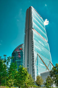 Low angle view of modern building against sky