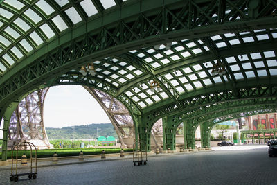 View of ceiling of railroad station