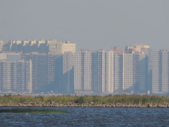 View of cityscape at dusk