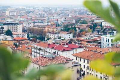 High angle view of buildings in city