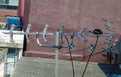 Low angle view of text on wall of building