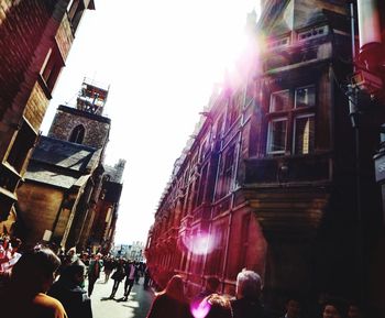 People in city at night