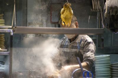 Man cooking street food