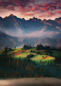 Scenic view of landscape against sky during sunset