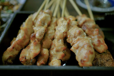 Barbecue chicken served on table in restaurant