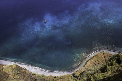 Aerial view of sea and mountain