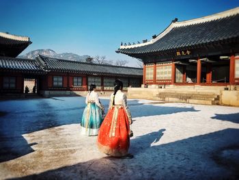 People walking in temple