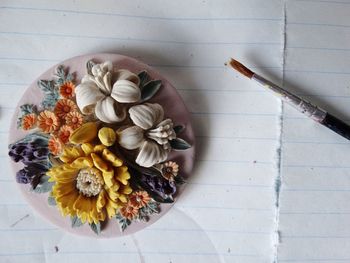 High angle view of flowers on table