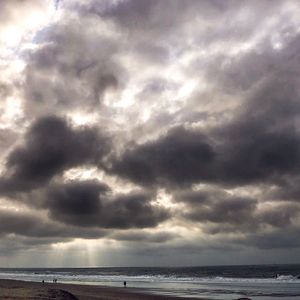 Scenic view of sea against cloudy sky