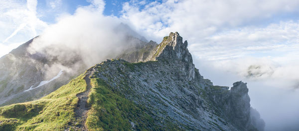 Panoramic shot of rocky mountains against sky