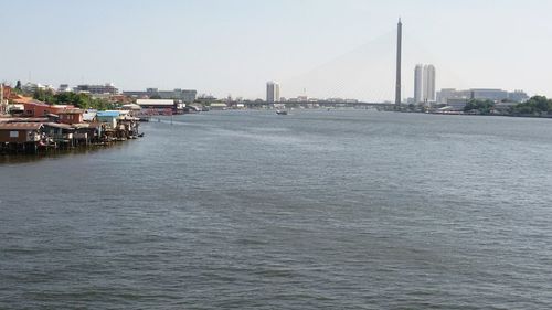 View of river with buildings in background