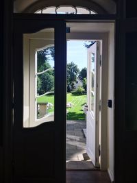 Close-up of open window of house