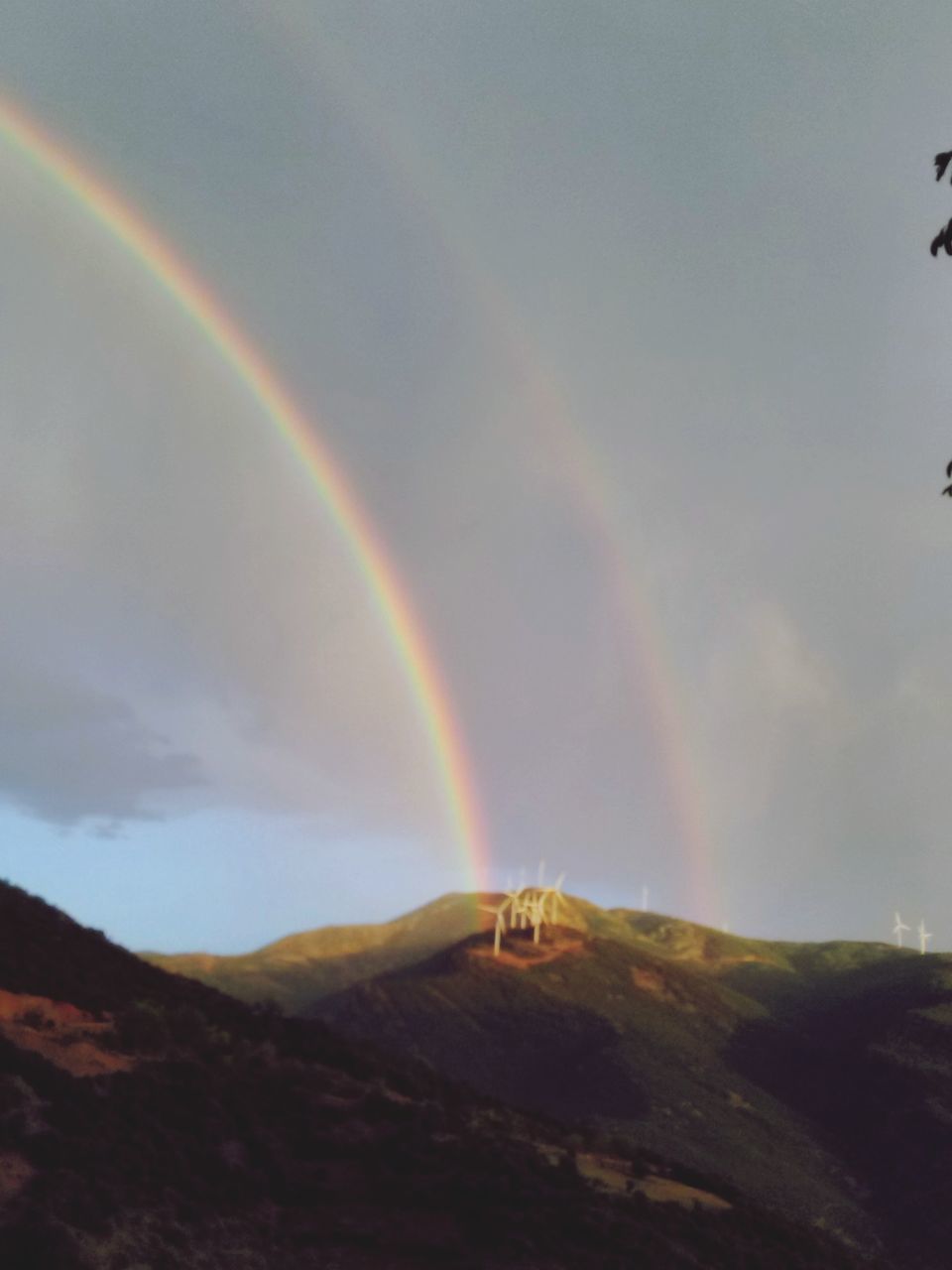 rainbow, beauty in nature, scenics - nature, sky, cloud - sky, mountain, double rainbow, tranquility, tranquil scene, nature, idyllic, multi colored, non-urban scene, landscape, environment, day, no people, remote, majestic