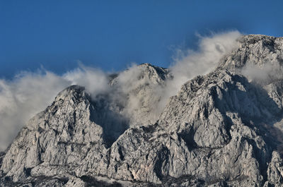 Panoramic view of volcanic mountain against sky