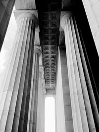 Low angle view of architectural columns of lincoln memorial