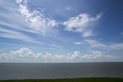 Scenic view of sea against cloudy sky