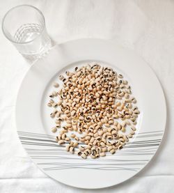 High angle view of breakfast on table