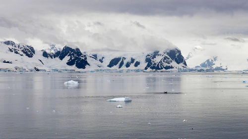 Scenic view of sea against sky during winter