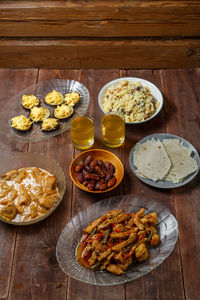 High angle view of food on table