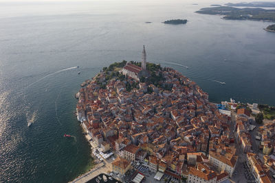 High angle view of townscape on beach