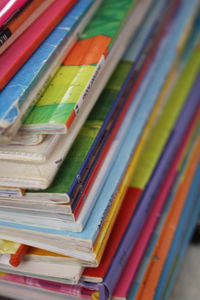 Close-up of books on shelf