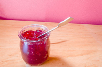 Close-up of jam on table